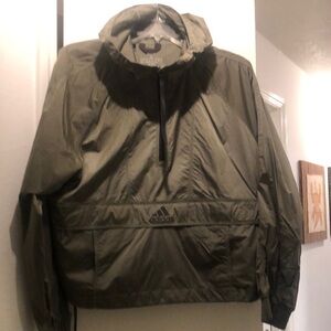 Adidas Olive Green Half-Zip Windbreaker